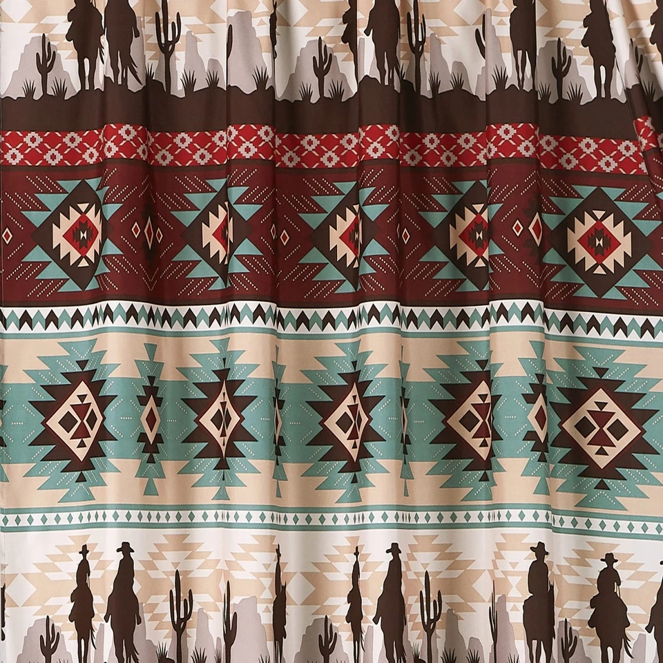Dune 4-Piece Southwestern Cowboys Aztec Window Curtain Set with Sheer Backing... - Image 3 of 4