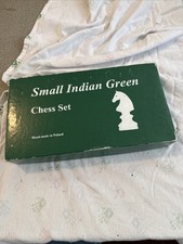 Small Indian Green Chess Set Handmade In Poland