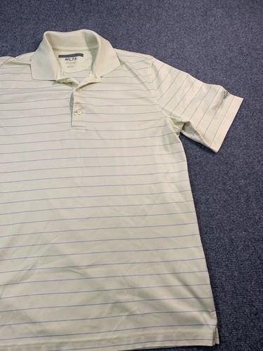 Greg Norman Shirt Mens Medium Yellow Striped Short Sleeve Polo Golf Casual - Picture 4 of 17