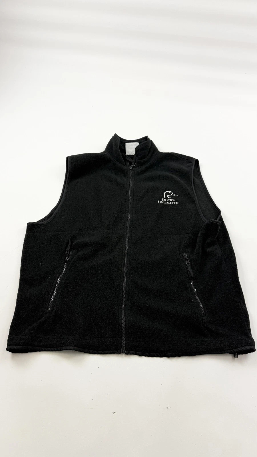 Ducks Unlimited Vest Mens Extra Large Black Fleece Full Zip Sleeveless Outdoors