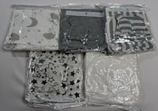 5 Baby Swaddle Sets Hat Mittens Newborn 0-3M Gray White Moon Stars Stripe