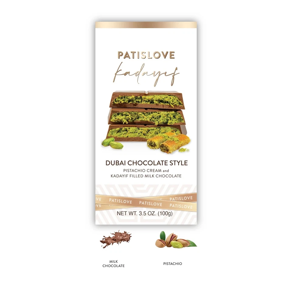 PatisLove Dubai Chocolate Bar 100g – Premium Gourmet Chocolate, Luxury Treat - Image 2 of 4