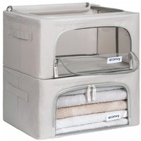 Kleideraufbewahrung Faltbare Box ReißVerschluss Metallrahmen 2X24L Stapelbar