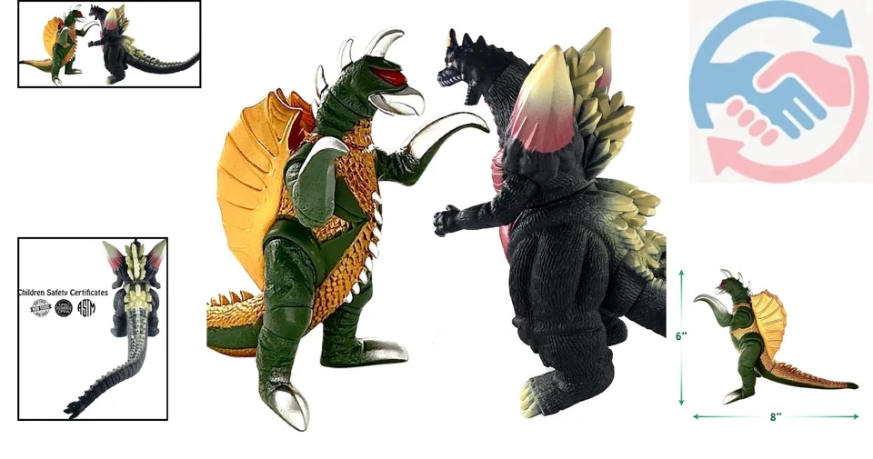 Figuras de acción de vinilo suave Gigan vs SpaceGodzilla - Juego de 2 para juego imaginativo Foto 2 de 4