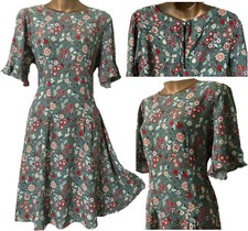Womens NEXT Summer Dress Spring Green Florals Fit Flare Size 12 CLEARANCE!