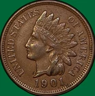 1901 Indian Head Cent Extremely Fine XF Coin #36092