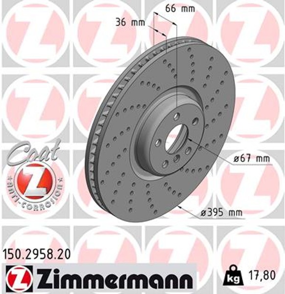 1X Zimmermann Bremsscheibe Coat Z 150.2958.20 FüR G32 G31 BMW G30 G11 G12 F90 X5-image