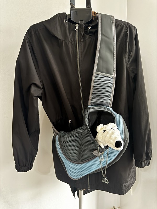 Mesh Small Animal Carrier Sling Bag Blue Gray Black w/ Shoulder Strap & Clip