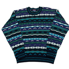 Vintage 90s Men  s Veneto 3-D Textured Pullover Knit Sweater Coogi Style Size L