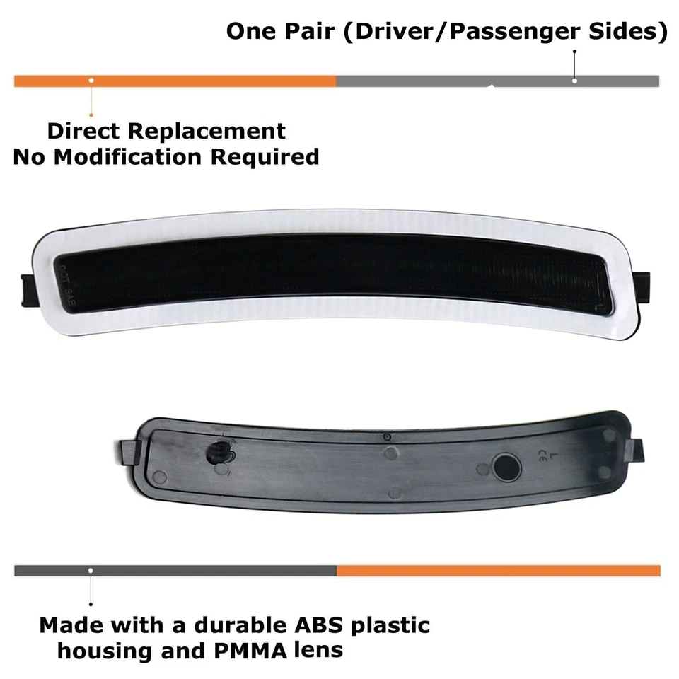 Euro Smoked Front Bumper Side Marker Reflex For BMW 2017-22 G30 530 540 550 M5 - Image 2 of 4