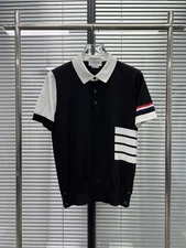 Thom Browne Men/women's New Classic Stripes Summer Knitted Short Sleeves Top