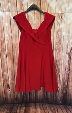 Macy's XSCAPE Size 14 Romantic Red Shoulder Fit & Flare Short Skirt Dress