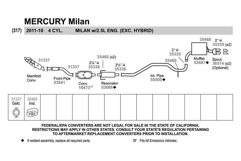 For Ford Fusion 06-12 Walker Stainless Steel Round Aluminized Resonator Assembly Foto 3 de 4