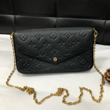 Louis Vuitton Monogram Chain Shoulder Crossbody Black Gold Women Classic