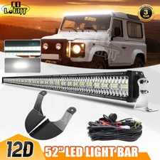 Roof 52" Led Light Bar Brackets Mounts + Wire To Fit Gutter Land Rover Defender