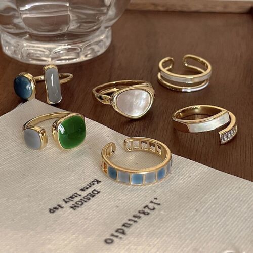 Anello oro cristallo tondo regolabile argento sterling 925 gioielli donna regalo UK - Foto 3 di 10