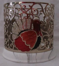 Bath & Body Works Large Candle Holder 3-Wick enameled TURKEY silver marble base