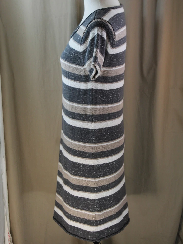 Vestido Suéter Route 66 Grande Marrón Multi Rayas Manga Corta Foto 3 de 4