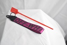 Off-White Luggage/keychain Wristlet Pink w/Blk Letters Zip Tag, New Red Zip Tie