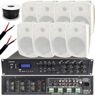 1600W LAUTES Outdoor Bluetooth System 8x Weiß Lautsprecher Wetterfest Musik Player