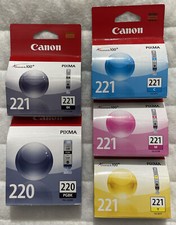 Canon 220 Black  221 Black Cyan Magenta Yellow Ink Set PGI-220 CLI-221 2945B013