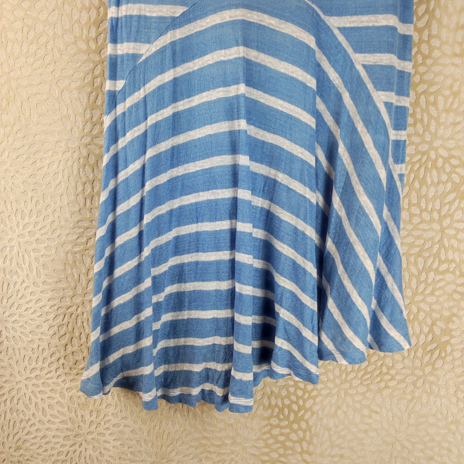 Phase Eight Womens Top Blue White Striped Size 10 Linen Dipped Hem image 3