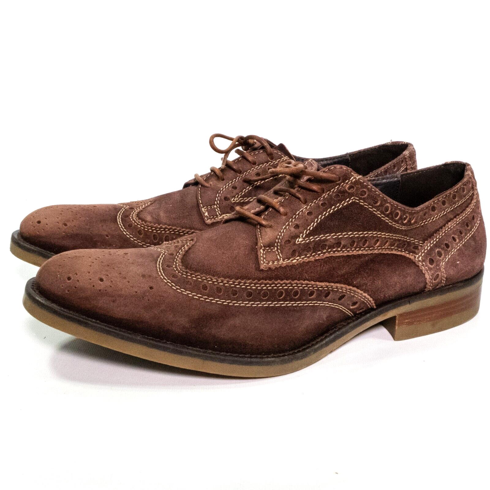 SAOLA DONALD J PLINER 'Emeri' scarpe derby a coda di rondine in camoscio marrone da uomo taglia 10 M