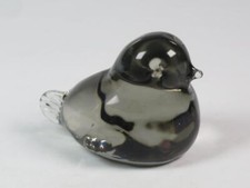 Solid Art Glass Bird Figurine Hand Formed Smoke Grey