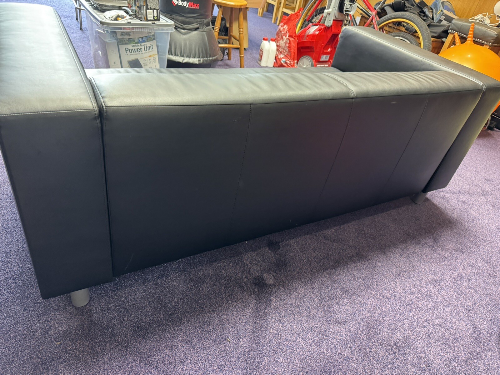 Ikea Klippan Black Leather 2 Seater Sofa 180 cm X 88 cm X 66 cm. Good