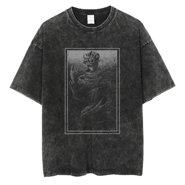 Vintage Washed unisex Streetwear Anime Graphic Print T-shirt Oversized fit