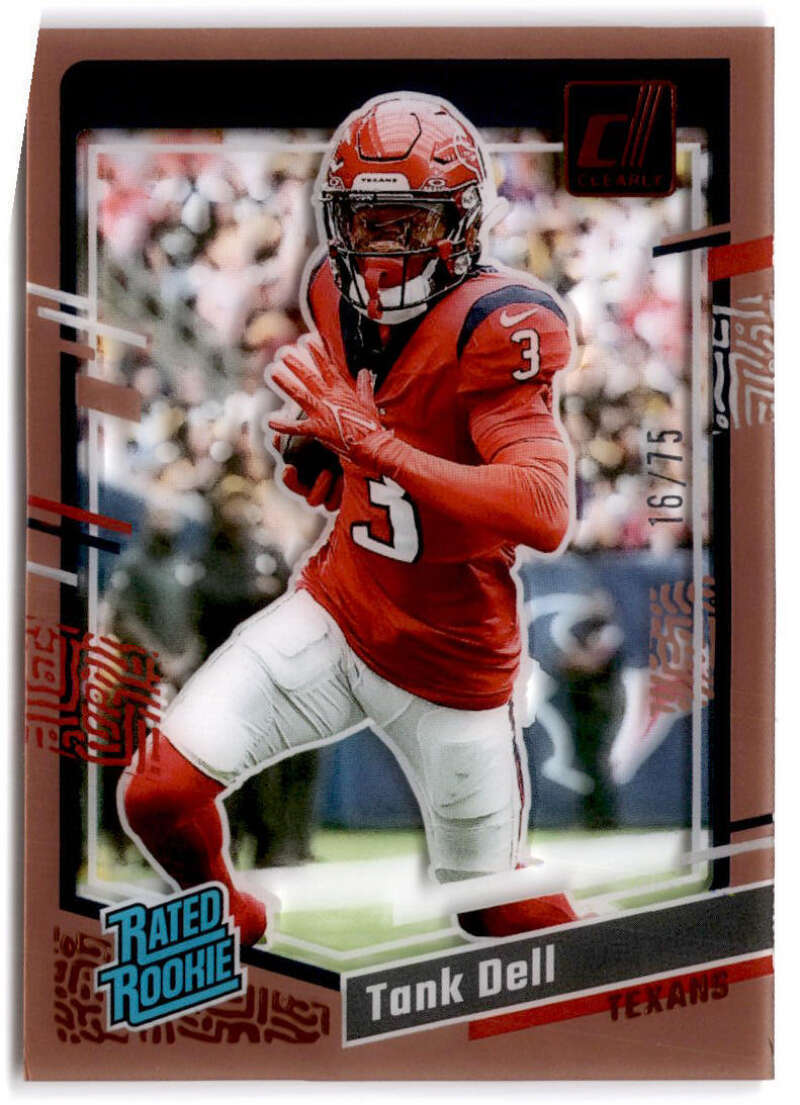 2023 Donruss Clearly Orange #85 TANK DELL RC Rookie /75 Houston Texans