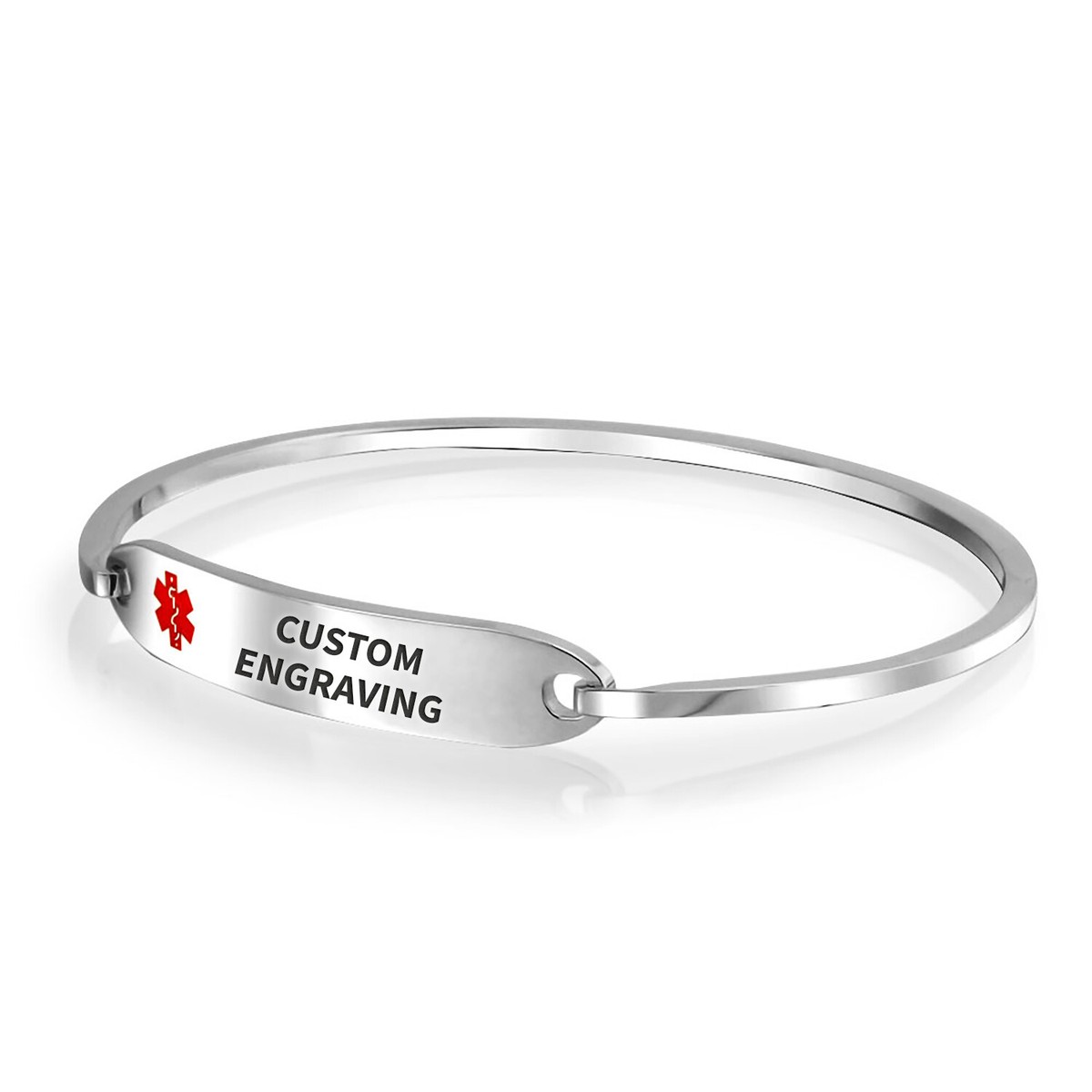 Personalized Identification Medical Alert ID Bangle Stainless Inch