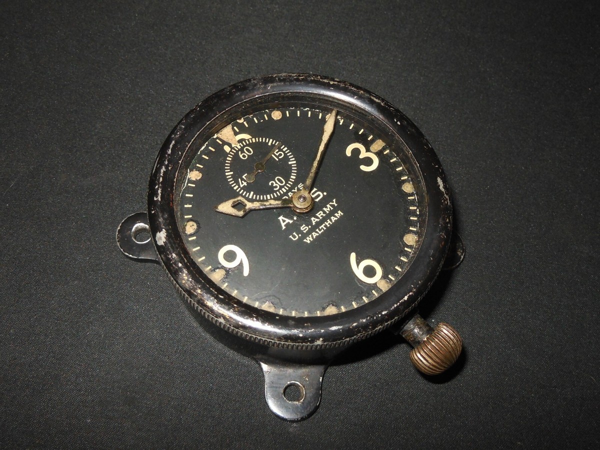 WW1 US Army Air Service Aircraft WALTHAM XA 8-DAY COCKPIT CLOCK