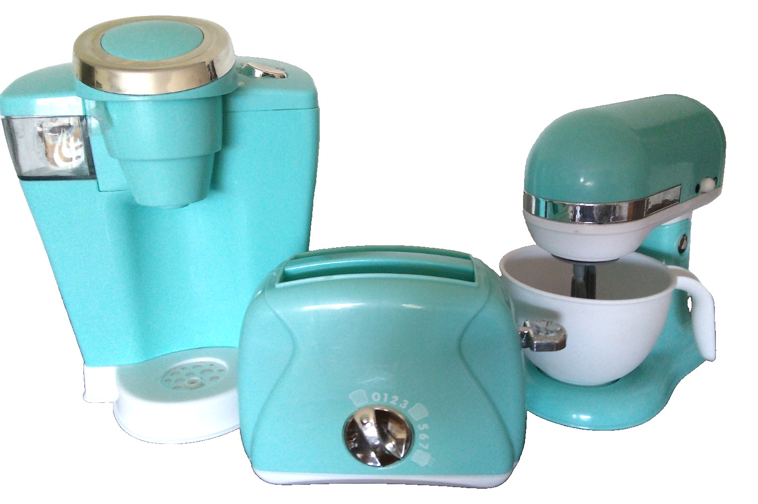 Playgo Toy Playset Kitchen Appliances  Coffee Maker, Toaster, Mixer Blue 3 pc
