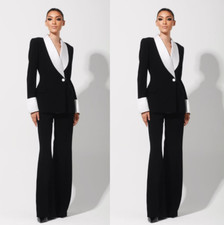 Women's Suits Shawl Lapel Formal Business Lady Office Work Wear Slim Fit 2 Piece