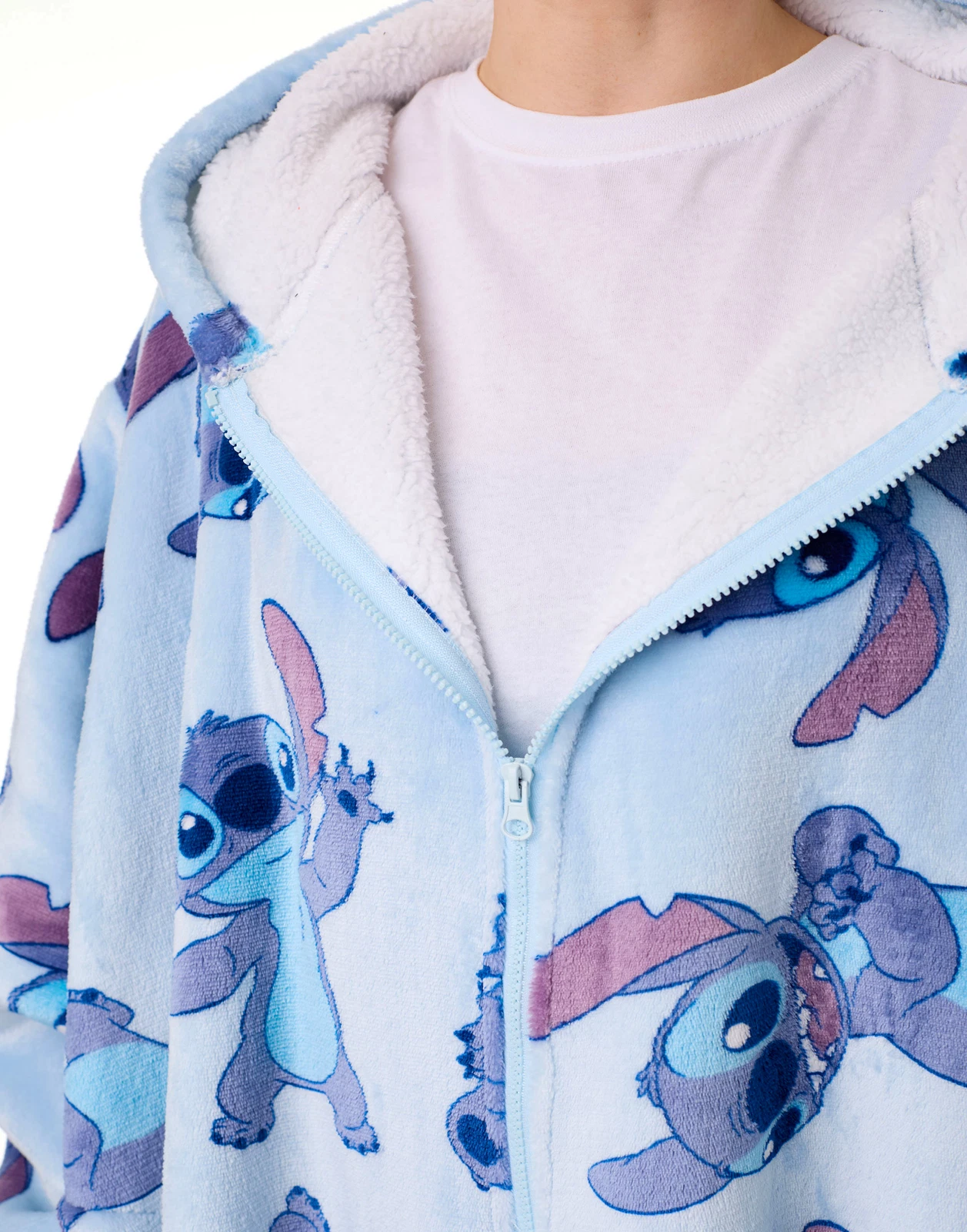 Disney Blue Stitch Character Zip Through Blanket Hoodie Womens