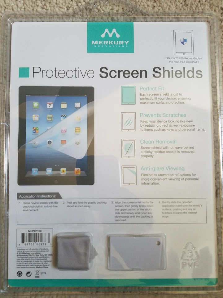 MERKURY 2 CLEAR PROTECTIVE SCREEN SHIELDS FOR IPAD 1 & 2 FOR TABLET BRAND NEW - Image 4 of 4