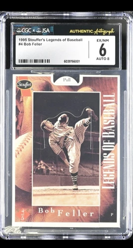 Stouffer's Bob Feller Legends of Baseball Pull-Up Signed Card CGC 6 EX/NM Auto 8