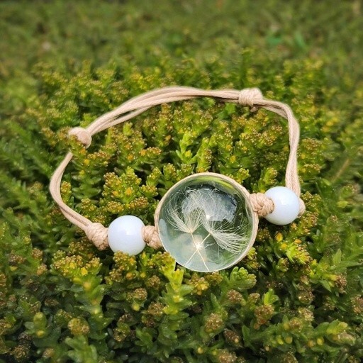 Dandelion Wish Bracelet Seed Love Bracelet Guardian Angel Glass Beads Adjustable