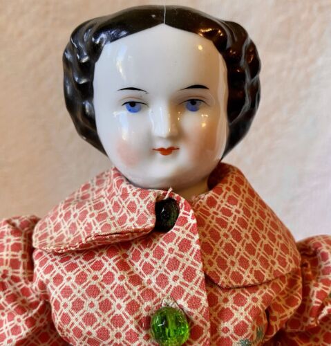 1860 Civil War Era China Head Doll, 13” Orig outfit and Body - Picture 1 of 9