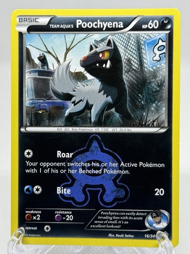 Team Aqua's Poochyena 16/34 Doble Crisis Regular Ligeramente Jugado - Imagen 2 de 3