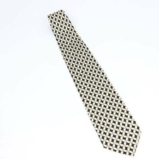 Idea Como Mens Necktie Ivory Black Geometric 100 Silk Classic