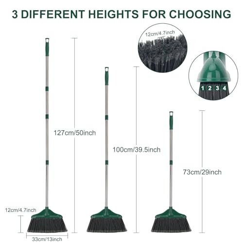 Heavy Duty Broom Outdoor Indoor Commercial Broom with 50 inches Long Handle