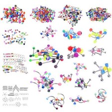 7-105Pcs Body Piercing Kit Belly Tongue Nipple Nose Ring Earring 14G 16G 18G 20G