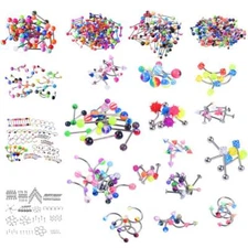 7-105Pcs Body Piercing Kit Belly Tongue Nipple Nose Ring Earring 14G 16G 18G 20G