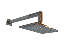 Image of All Metal Chrome Rectangular Rain Shower Head & Wall Mounted Shower Arm