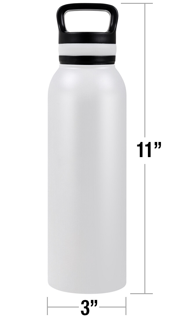 Black Adam Character Bolt 24oz Insulated Canteen Water Bottle White Loop Cap