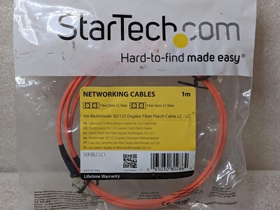StarTech 3.28' LC To LC Multimode 50/125 Duplex Fiber Patch Cable Orange (O2)