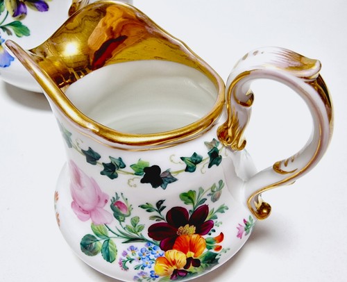 Antik KPM Berlin - Kaffeekanne & Milchkännchen - Blumen.Goldrand Dekor - Bild 15 von 15