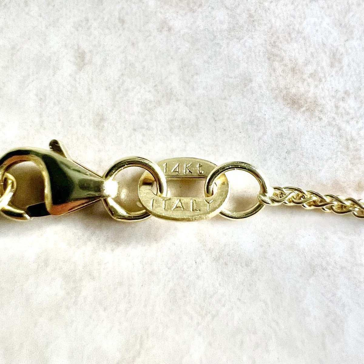 Italian 14K Yellow Gold Wheat Chain Necklace - 18 Inch Gold Chain